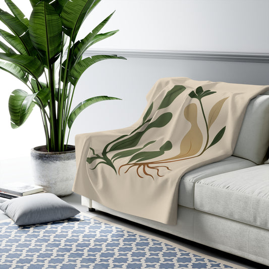 Plaid Sherpa Botanique – “Cœurs Enracinés” 🪴